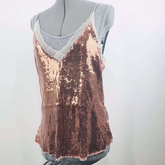 Intimately Free People Rose Gold Sequin Party Tank - Picture 1 of 11